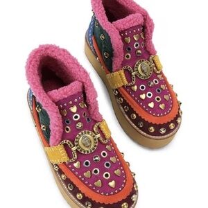 Kurt Geiger London Mansion Cozy Studded Suede Bit Buckle Platform Boots- 8.5 New